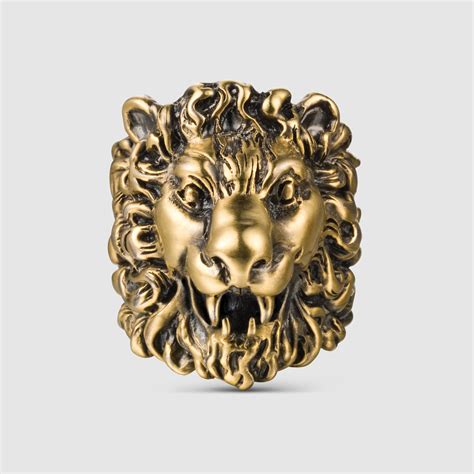 lion head ring gucci|Gucci lion ring men.